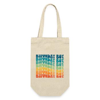 Birthday Boy Groovy Retro Vintage Birthday - Geschenkbeutel für Flaschen - Natur - Vorne