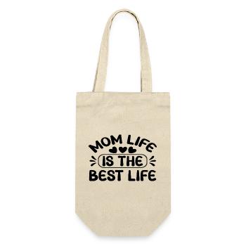 Mom life is the best Life - Geschenkbeutel für Flaschen - Natur - Vorne