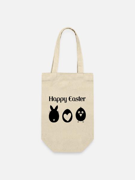 Happy Easter - Geschenkbeutel für Flaschen - Natur