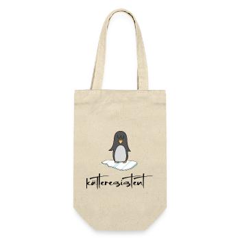 Eisbaden kälteresistenter Eisbader-Pinguin - Geschenkbeutel für Flaschen - Natur - Vorne