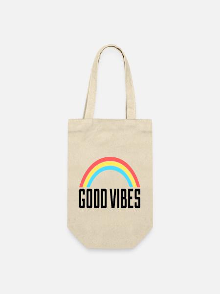 Good Vibes Regenbogen - Geschenkbeutel für Flaschen - Natur