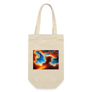 blue red sky with a woman illustration - Gift Bag for Bottles - nature - Front