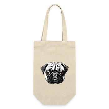 Mops Design Grafik Druck Motiv - Geschenkbeutel für Flaschen - Natur - Vorne