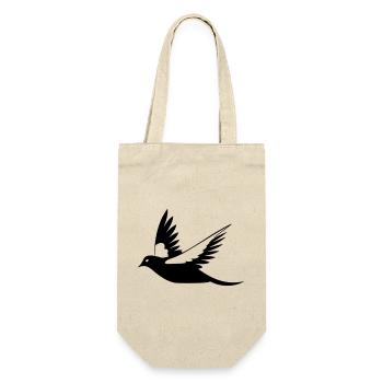 Fliegende Amsel Schwarz-Weiß Illustration - Geschenkbeutel für Flaschen - Natur - Vorne