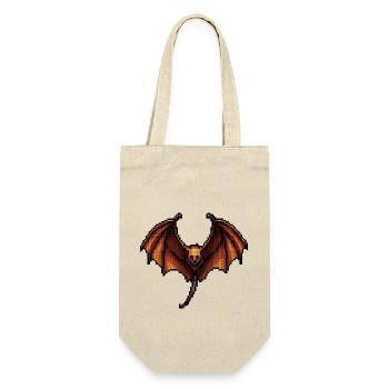 Flughund in klassischer 8 Bit retro Grafik - Geschenkbeutel für Flaschen - Natur - Vorne