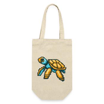 Pixel turtle in nostalgic 8 bit style - Gift Bag for Bottles - nature - Front