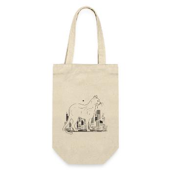 Katze Großstadt schwarz weiß Geschenk - Geschenkbeutel für Flaschen - Natur - Vorne