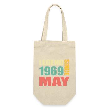 54. Geburtstag Mai Jahrgang 1969 Geschenkidee - Geschenkbeutel für Flaschen - Natur - Vorne