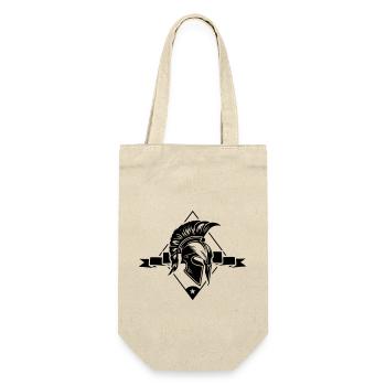 Spartaner Helm Gladiator Sparta - Geschenkbeutel für Flaschen - Natur - Vorne
