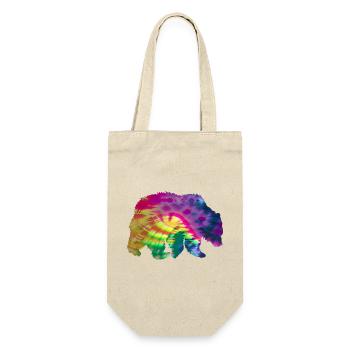 Bär Silhouette Tie Dye Batik Muster - Geschenkbeutel für Flaschen - Natur - Vorne