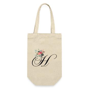 Buchstabe h blumig - Geschenkbeutel für Flaschen - Natur - Vorne