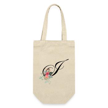 Buchstabe j blumig - Geschenkbeutel für Flaschen - Natur - Vorne