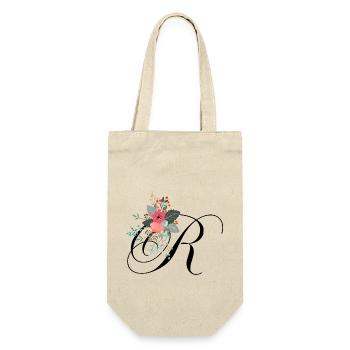 Buchstabe r blumig - Geschenkbeutel für Flaschen - Natur - Vorne