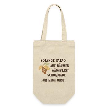 Solange Kakao auf Bäumen wächst ist Schoko Obst - Geschenkbeutel für Flaschen - Natur - Vorne