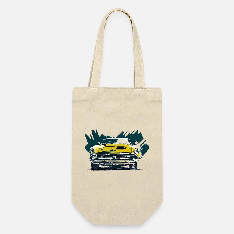 Retro-Auto - Geschenkbeutel für Flaschen - Natur