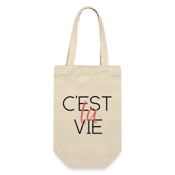 So ist das Leben - Ces‘t la Vie - Geschenkbeutel für Flaschen - Natur - Vorne