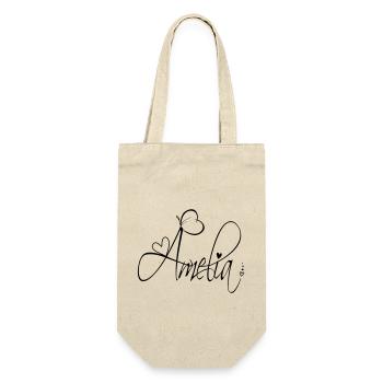 Amelia Name Vorname Mädchen Kalligrafie Dekor - Geschenkbeutel für Flaschen - Natur - Vorne