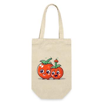 Bak- und Bik-Kawaii-Tomaten - Geschenkbeutel für Flaschen - Natur - Vorne