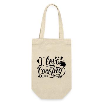I love Cooking - Geschenkbeutel für Flaschen - Natur - Vorne