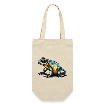 Farbenfroher Retro Pixel Pfeilgiftfrosch in 8 Bit - Geschenkbeutel für Flaschen - Natur - Vorne