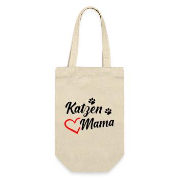 Katzenmama - Geschenkbeutel für Flaschen - Natur - Vorne