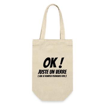 ok juste un verre ! idée cadeau apéro ! - Sac à bouteille - nature - Devant