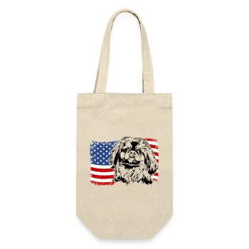 Pekingese America Flag Dog Dogs Wilsigns - Gift Bag for Bottles - nature - Front
