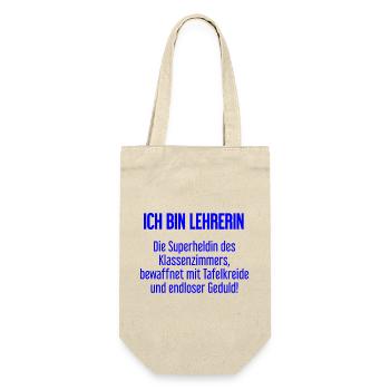 Lehrerin - Die Superheldin des Klassenzimmers! - Geschenkbeutel für Flaschen - Natur - Vorne