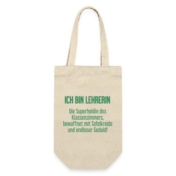 Lehrerin - Die Superheldin des Klassenzimmers! - Geschenkbeutel für Flaschen - Natur - Vorne