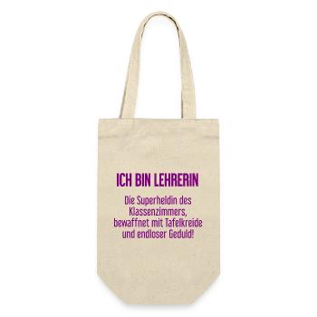Lehrerin - Die Superheldin des Klassenzimmers! - Geschenkbeutel für Flaschen - Natur - Vorne
