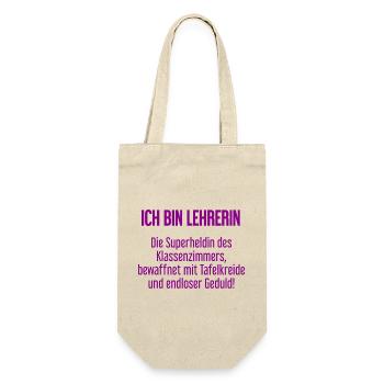 Lehrerin - Die Superheldin des Klassenzimmers! - Geschenkbeutel für Flaschen - Natur - Vorne