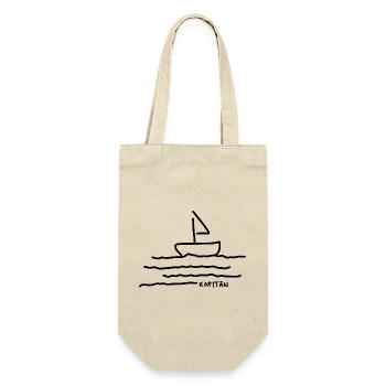 Kapitän | Schifffahrt - Geschenkbeutel für Flaschen - Natur - Vorne
