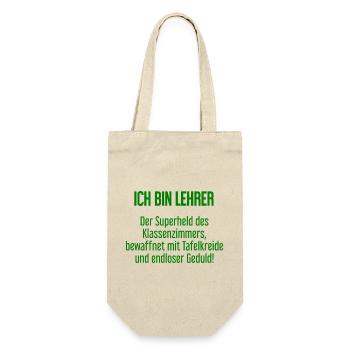 Lehrer - Der Superheld des Klassenzimmers! - Geschenkbeutel für Flaschen - Natur - Vorne