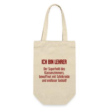 Lehrer - Der Superheld des Klassenzimmers! - Geschenkbeutel für Flaschen - Natur - Vorne