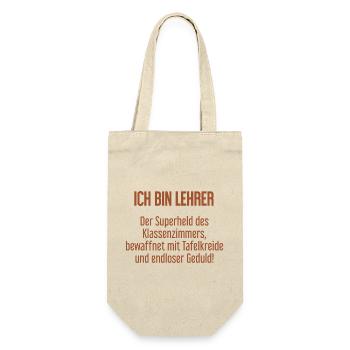 Lehrer - Der Superheld des Klassenzimmers! - Geschenkbeutel für Flaschen - Natur - Vorne
