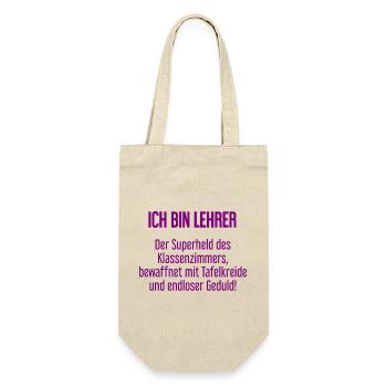 Lehrer - Der Superheld des Klassenzimmers! - Geschenkbeutel für Flaschen - Natur - Vorne
