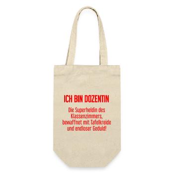 Dozentin - Die Superheldin des Klassenzimmers! - Geschenkbeutel für Flaschen - Natur - Vorne