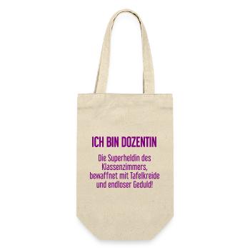 Dozentin - Die Superheldin des Klassenzimmers! - Geschenkbeutel für Flaschen - Natur - Vorne