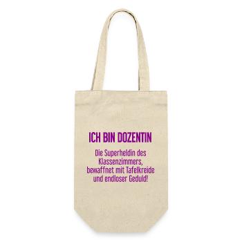 Dozentin - Die Superheldin des Klassenzimmers! - Geschenkbeutel für Flaschen - Natur - Vorne