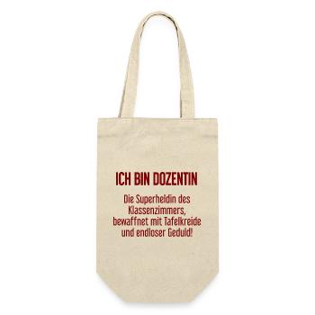 Dozentin - Die Superheldin des Klassenzimmers! - Geschenkbeutel für Flaschen - Natur - Vorne