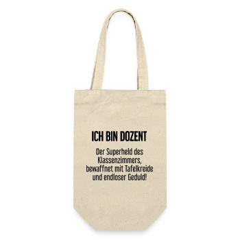 Dozent - Der Superheld des Klassenzimmers! - Geschenkbeutel für Flaschen - Natur - Vorne