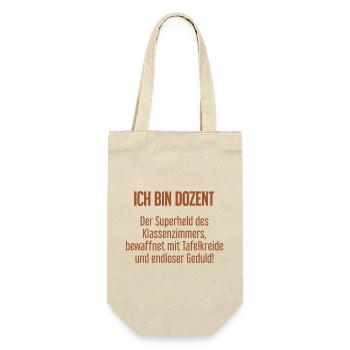 Dozent - Der Superheld des Klassenzimmers! - Geschenkbeutel für Flaschen - Natur - Vorne