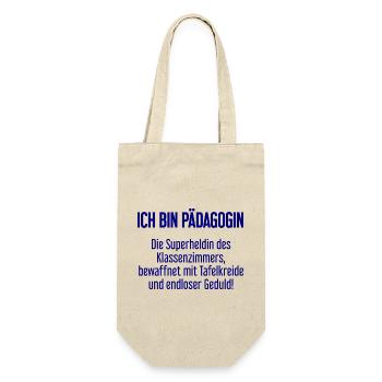 Pädagogin - Die Superheldin des Klassenzimmers! - Geschenkbeutel für Flaschen - Natur - Vorne