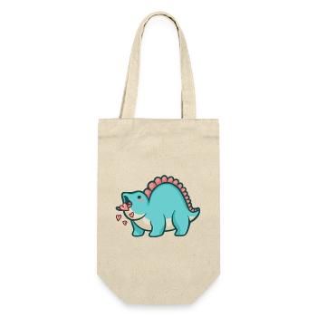 hugadino Mlem mit Herzen, Dino, süßer Dinosaurier - Geschenkbeutel für Flaschen - Natur - Vorne