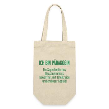 Pädagogin - Die Superheldin des Klassenzimmers! - Geschenkbeutel für Flaschen - Natur - Vorne
