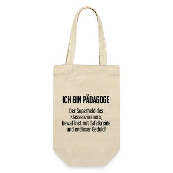 Pädagoge - Der Superheld des Klassenzimmers! - Geschenkbeutel für Flaschen - Natur - Vorne
