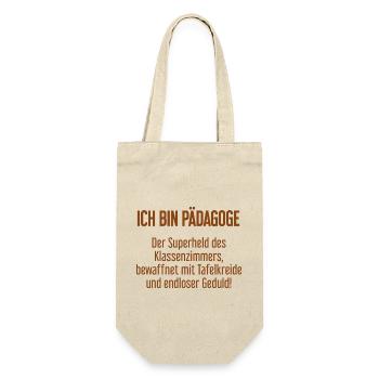 Pädagoge - Der Superheld des Klassenzimmers! - Geschenkbeutel für Flaschen - Natur - Vorne