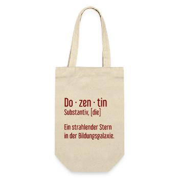 Dozentin Dozentinnen Schule Pädagogin Unterricht - Geschenkbeutel für Flaschen - Natur - Vorne