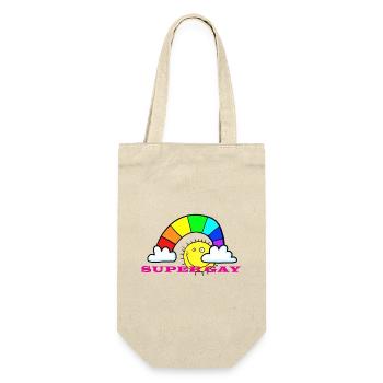super gay Regenbogen - Geschenkbeutel für Flaschen - Natur - Vorne