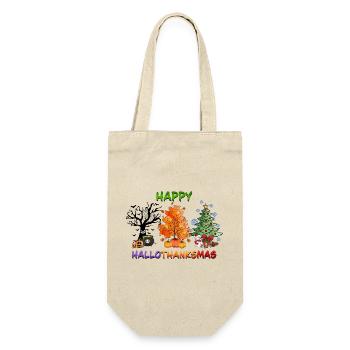 Happy Hallothanksmas Christmas Tree - Gift Bag for Bottles - nature - Front